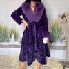 Autumn and winter imitation mink new medium and long waist fur collar thin fashion warm cold thickened coat women