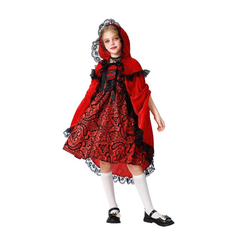 Halloween Children's Costume Christmas Costume Little Red Riding Hood Shawl Cape Pastoral Girl Cinderella Costume