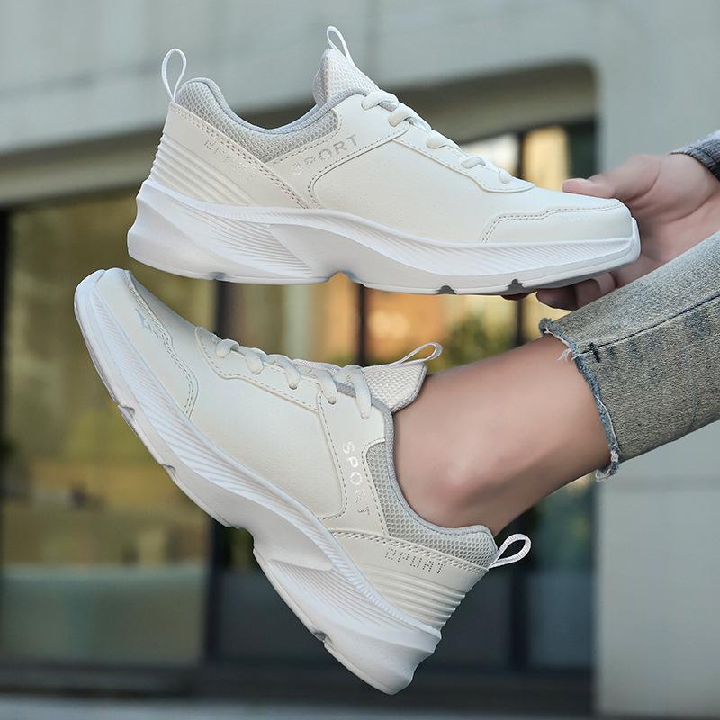 Women's Shoes Flat-bottomed Sports and Leisure Shoes Women's Little White Shoes Large Size Autumn and Winter Waterproof Women's Shoes Leather Surface