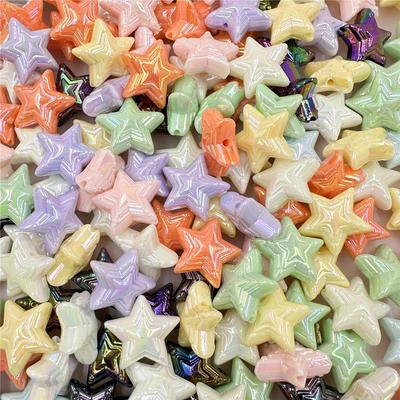 High Quality Loose Bead 22.8mm Fashion Acrylic Colorful Pentagram Handmade Material 10Pcs DIY Jewelry Making