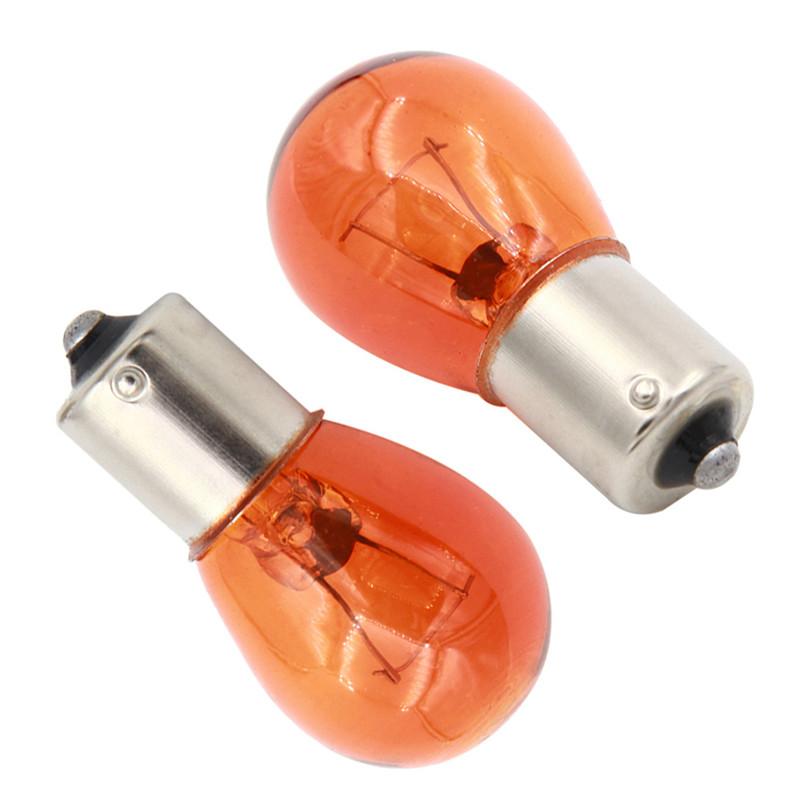 

2 шт. 1156 BA15S стеклянная лампа высокой мощности с низким потреблением энергии для автомобиля, стоп-сигнал, лампа указателя поворота 21 Вт, DC12 В, белая/янтарная #289597 янтарь