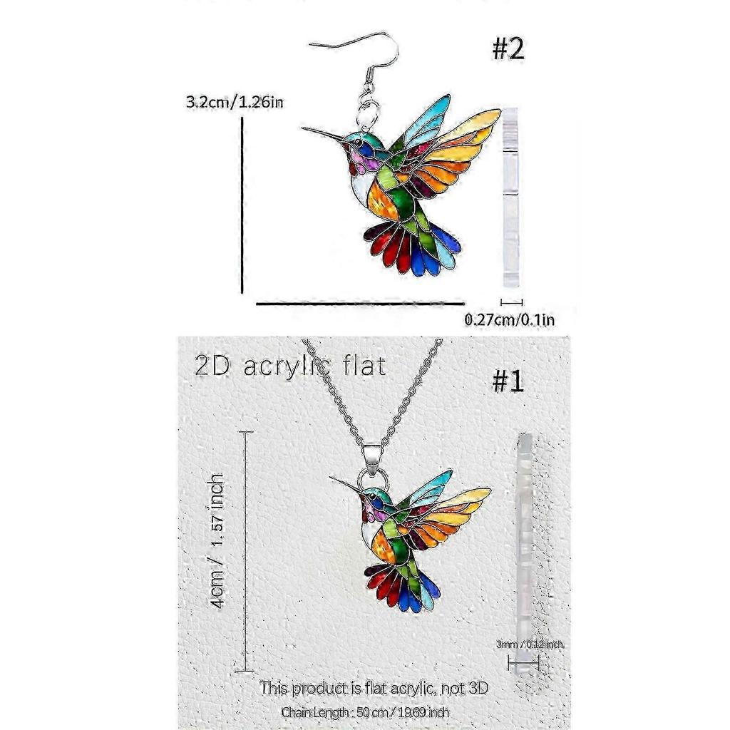 Hummingbird Drop Earrings and Pendant Necklace Set, Elegant Acrylic Jewelry Suitable For Women_fosm