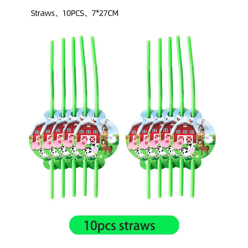Farm Cartoon Animals Birthday Decoration Party Supplies Tableware Balloons Cup Plates Set Backdrop Banner Birthday Cake Deco Kit