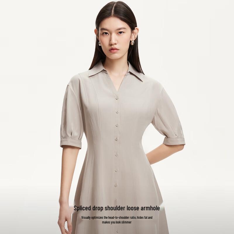 VEROMODA 2025 Summer Lyocell Blend Waist-Cinching Solid Dress