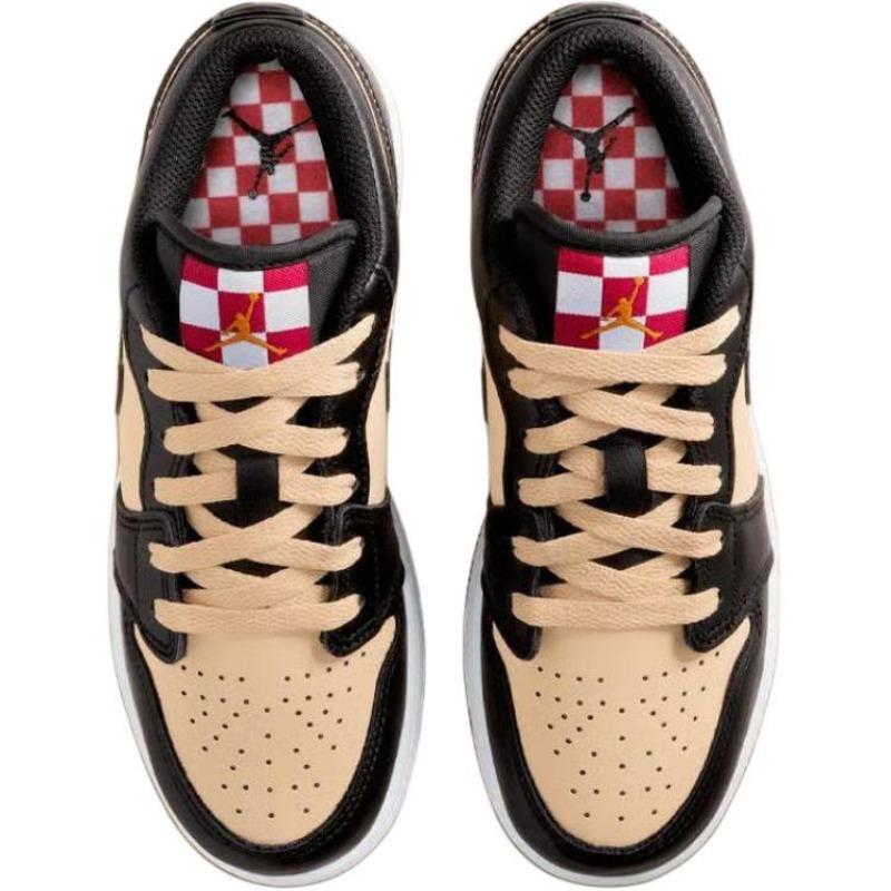 Air Jordan 1 Low Pizza GS low-top basketball shoes tan/black unisex HQ2016-200