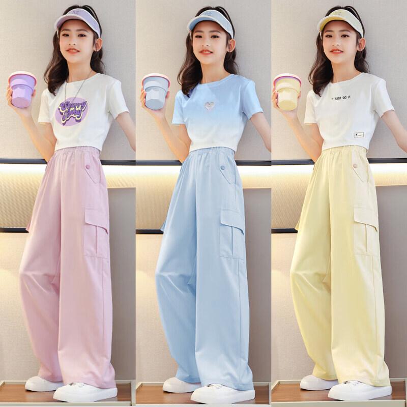 Moonkids Girls  Summer Casual Wide-Leg Pants Set 160