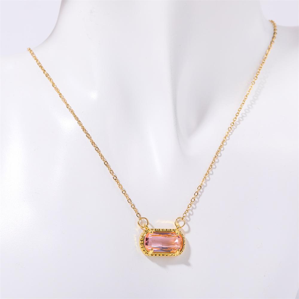 Twelve Zodiac Signs Colored Zircon Pendant Necklace - Light Luxury Oval Emerald Birthstone Collarbone Chain