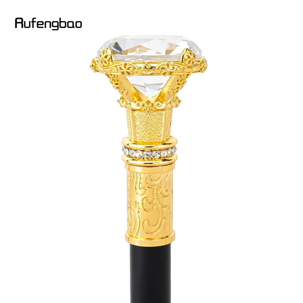 White Diamond Type Golden Walking Cane Fashion Decorative Walking Stick Gentleman Elegant Cosplay Cane Knob Crosier 93cm