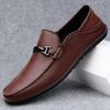 Men's Shoes Spring New Leather Shoes Men's Genuine Leather Business Casual Men's Soft-soled Doudou Shoes One Foot Lazy Shoes
