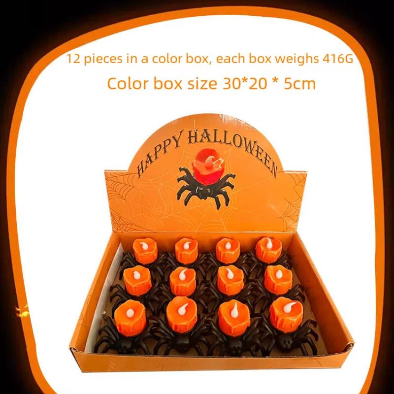 LED Electronic Glowing Spider Candle Lamp Halloween Spooky Decor Party Atmosphere Enhancer Festive Ornament Photography Props