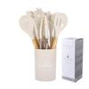 12-Piece Silicone Kitchen Tool Set with Wooden Handles: Non-Stick Spatulas, Soup Ladle & More.