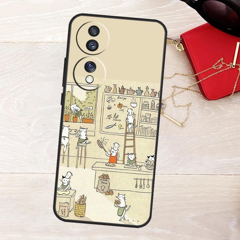 

Чехол с рисунком «Японская кошка пьет» для Honor 200 400 Pro 50 70 90 X9a X9b X9c X9d X8a X8b X8c Magic 7 Lite 5 6 8 Pro Honor X9d