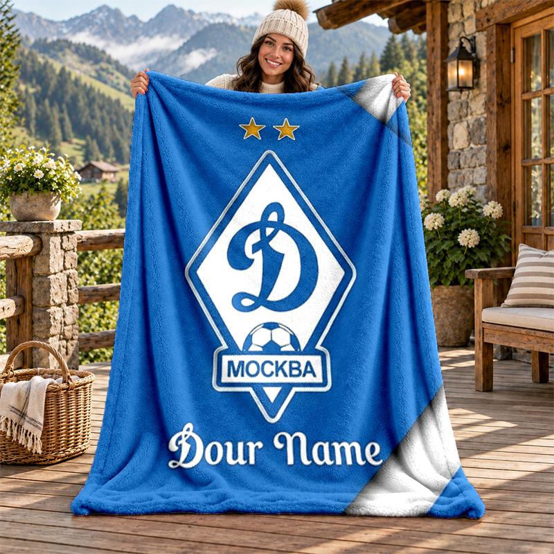 FC Dinamo Minsk Custom Name Flannel Blanket Personalized Soft Warm Plush Throw Blanket Customized Gift for Family Friends