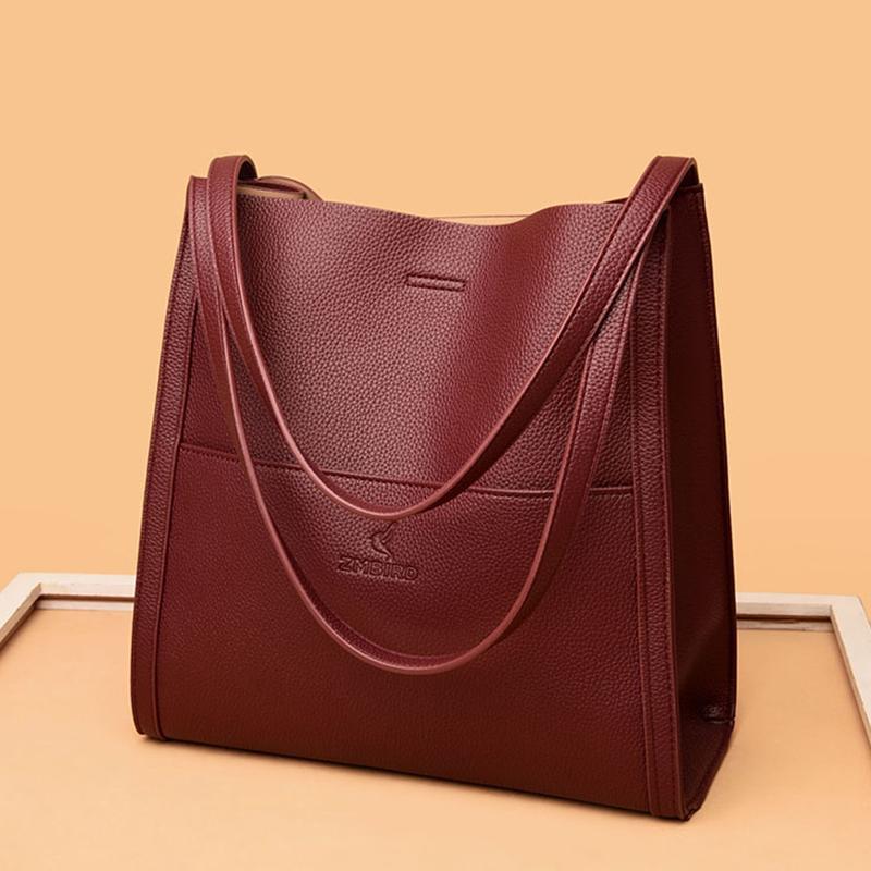 Trend Women Simple Bag Female Luxury Shoulder Bags Lady New Soft Leather Designer Tote Bucket Branded Large Handbag Purses