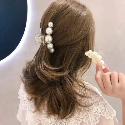 Korean Hairpins Elegant Pearl Hair Claws Pearl Claw Clips Shark Jaw Clamps  For Women Girls Fashion Hair Styling Headwear Tool