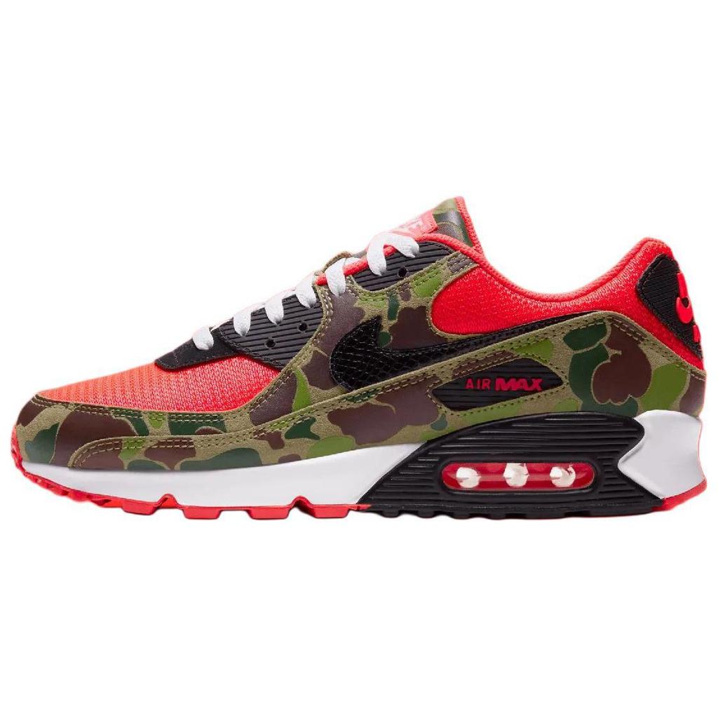 Nike Air Max 90 Reverse Duck Camo Soft Comfortable Low Top Running Shoes Unisex sneaker Black Red CW6024-600(2024)
