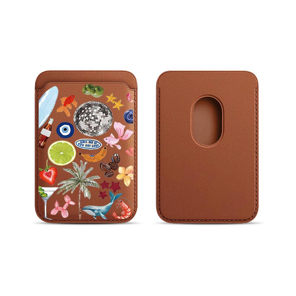 Trend Collage Leder Karten Geldbörse Hülle Handy Kartenhalter Magnetische Hülle Geeignet Für alle iPhone Für Magsafe Karten Handy Rückentasche