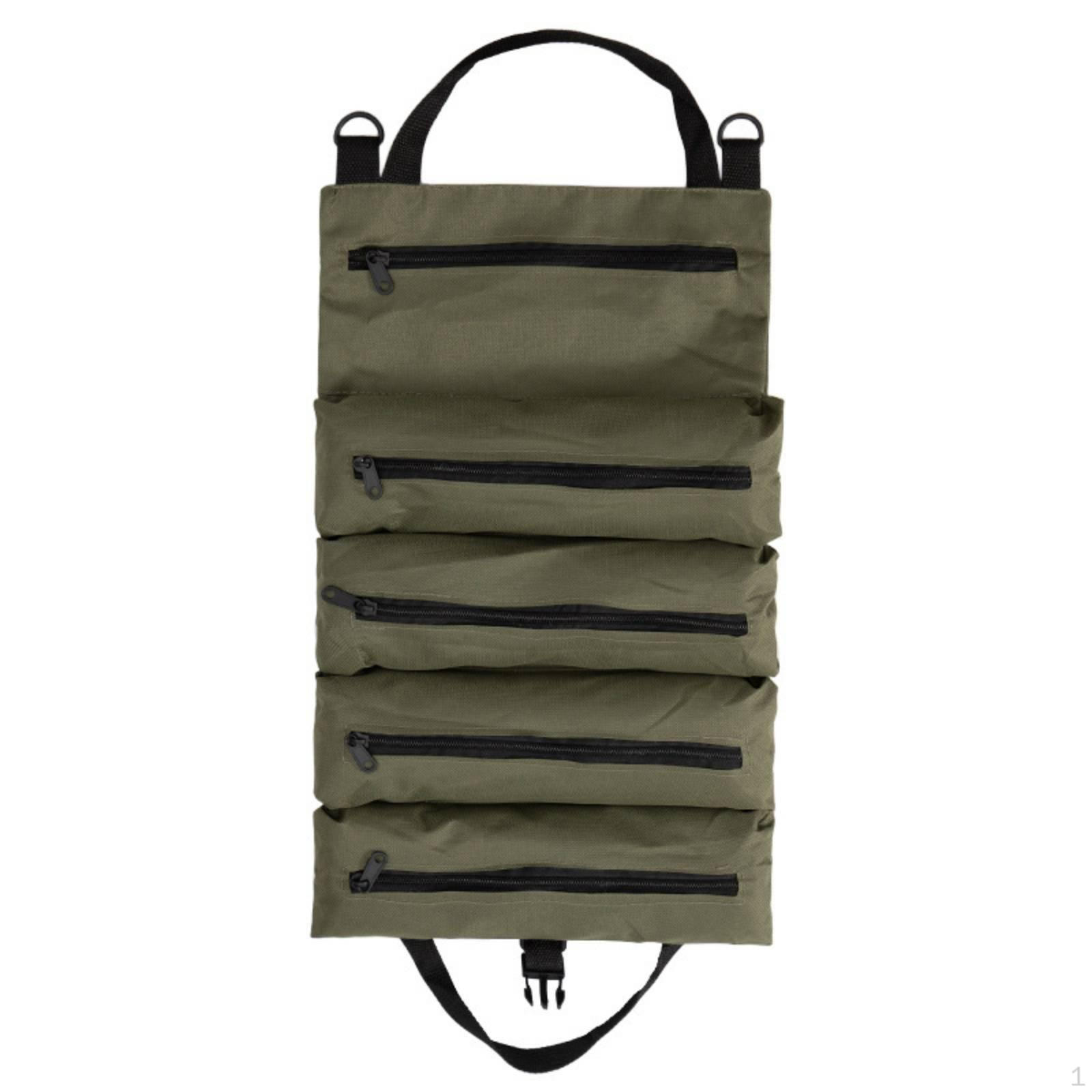 Rolling Tool Bag Heavy Duty Canvas Roll Pouch MultiCompartment for Electricians, Technicians