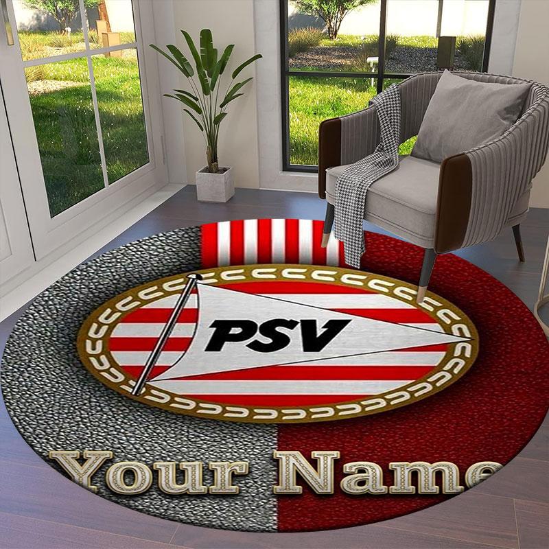 Philips Sport Vereniging Custom Name Round Area Rug,Carpet Rug for Living Room Bedroom Sofa Playroom Decor,Non-slip Floor Mat