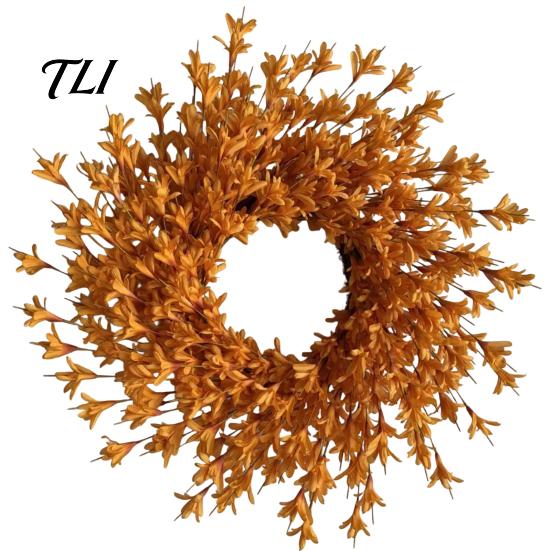 Artificial Fall Flower Wreath Fabric for Front Door, Autumn Harvest Floral Halloween Hanging Wreath, Thanksgiving Farmhouse Indoor Outdoor Porch Wall