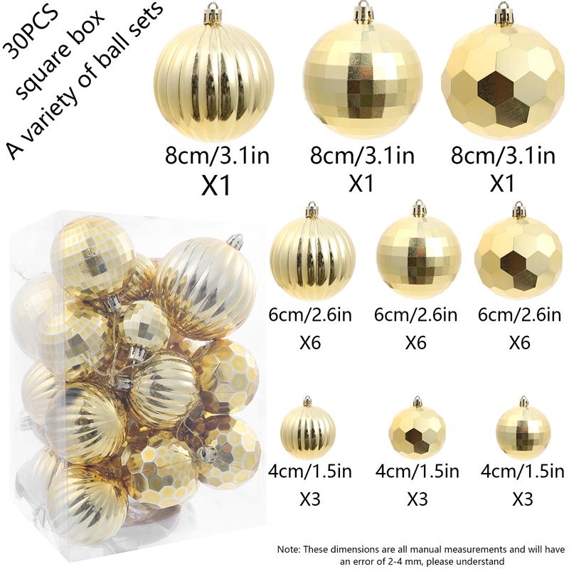 1box 4/6/8cm Christmas Decoration Shatterproof Plastic Christmas Ball Xmas Tree Hanging ornaments for Home Party Holiday Navidad