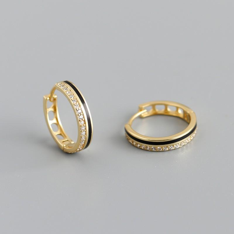 Gold Tone Geometric Circle Stud Earrings Women Sterling Hypoallergenic Fashion Jewelry 925 Sterling Silver