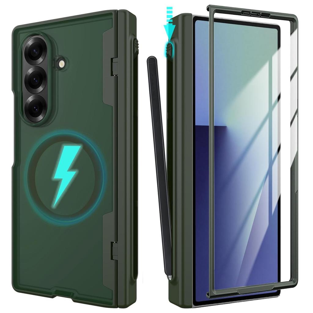 Suitable for Samsung Galaxy Z Fold 7 Case with S Pen Holder,Magnetic Case with Hinge Protection Screen Protector Full-Body Cover