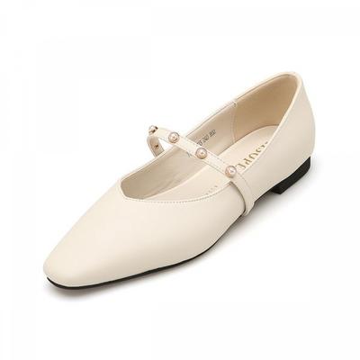 Women Pearl Decor Flat Shoes 1.5cm 012235703