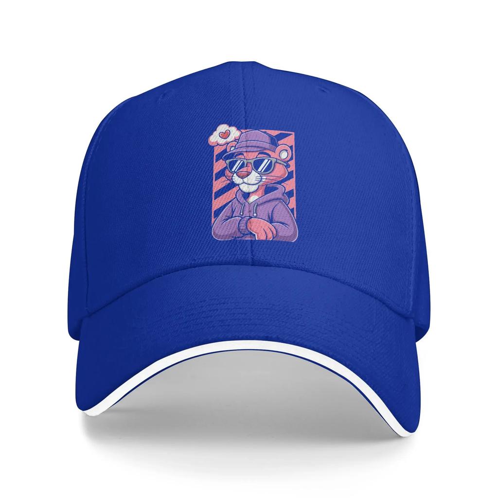 Cool Pink Leopard Wearing Sunglasses Baseball Cap  Stylish Hip Hop Hats Summer Women Men Hiking Fishing Baseball Caps