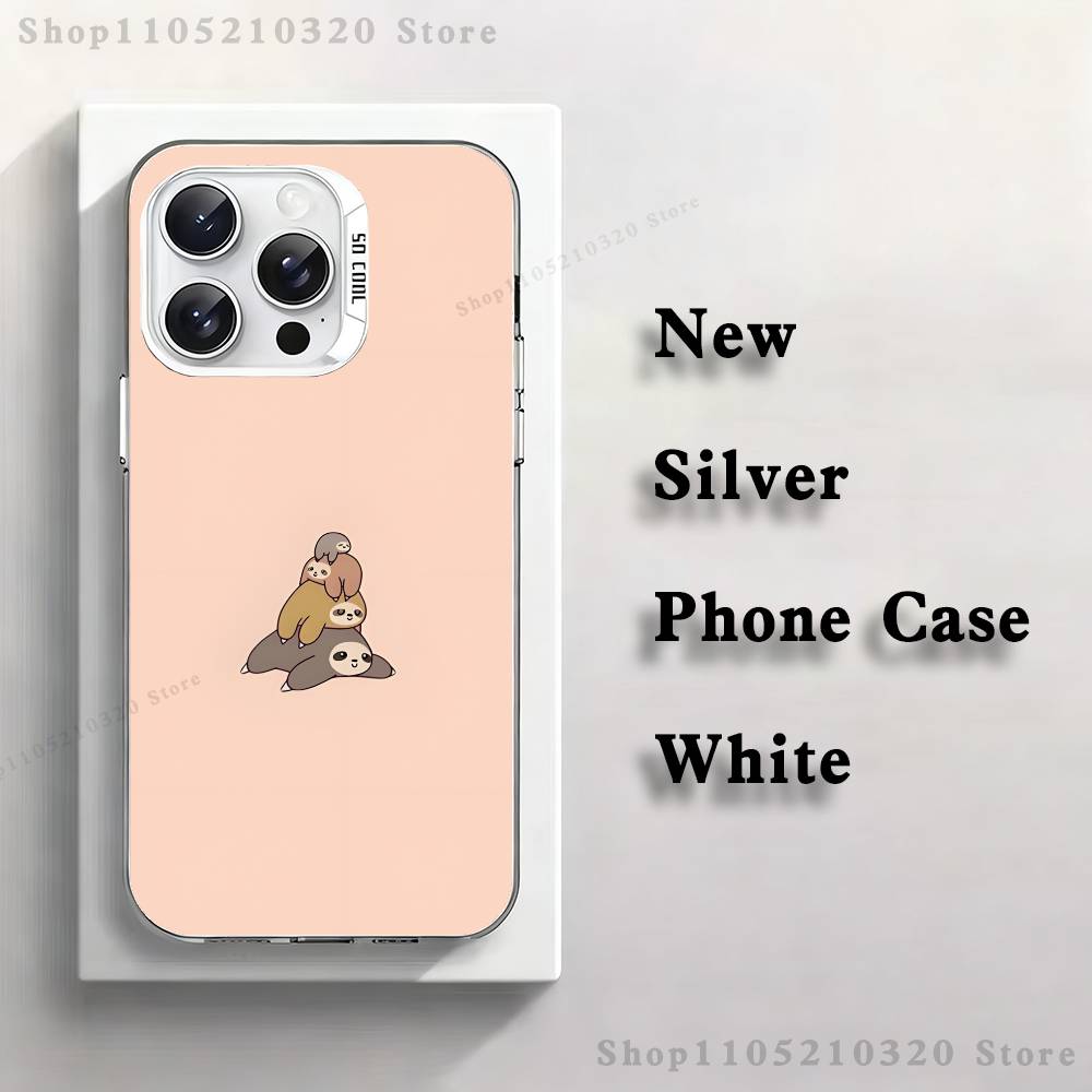 Animal Cute Sloth Phone Case For iPhone 17,16,15,14,13,12,11,Pro,XS,Max,Plus,Mini,SE4,E white Matte Shockproof Cover