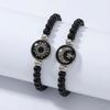 Klassische leuchtende Sonne Mond Partnerarmbänder für Damen Handgefertigt Schwarze Perlen Passende Armbänder Anhänger Freundschaft Schmuck Geschenke
