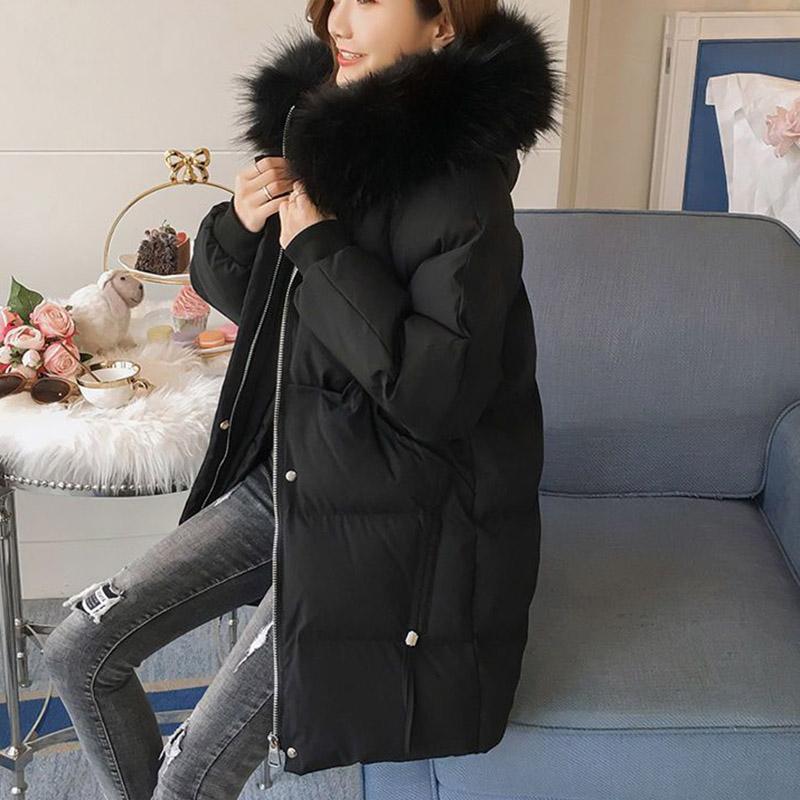 

Coat for Women Fleece Thickened Plush Autumn Winter Loose Large Fur Collar Windbreaker Waterproof Casual Down Jacket 3XL чёрный