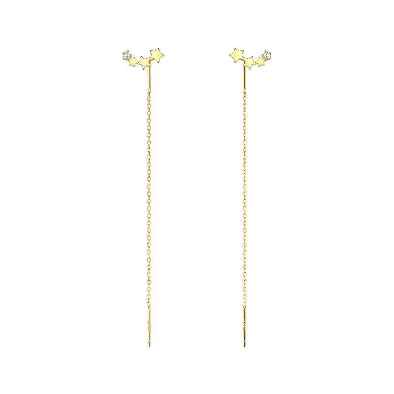 Liebliche Einfache Stilvolle Stern-Hängeohrringe Für Damen Glänzender Weißer Zirkon Exquisite Vielseitige Weibliche Lange Kette Quaste Ohrring Geschenke
