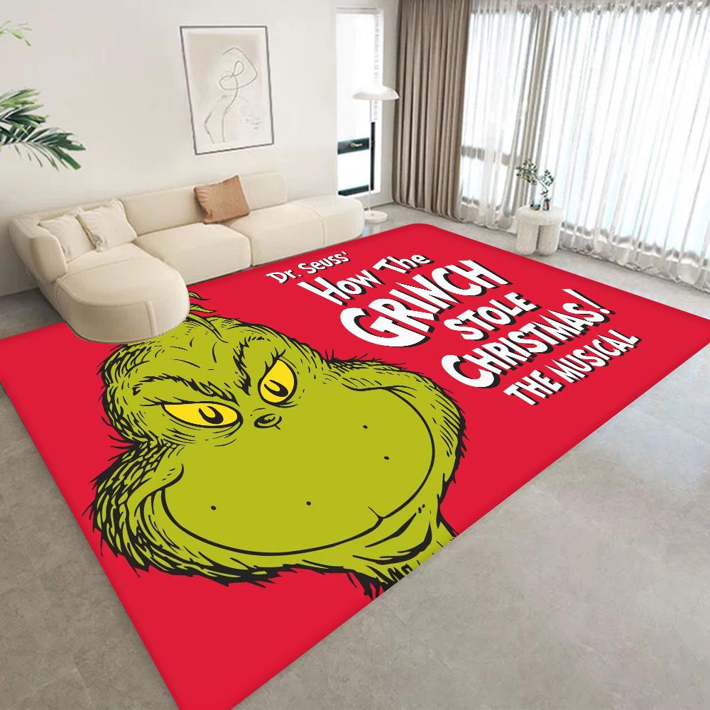 G-GrinchS Merry Christmas Hallway Carpet Washable Non-Slip Living Room Sofa Chairs Area Mat Kitchen Doormat Area Rug