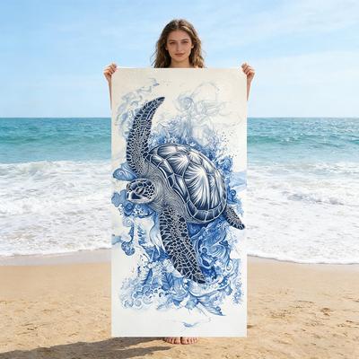 Großes Schildkrötenmuster Strandtuch Schnelltrocknend Super Saugfähig Geeignet für Strandurlaub Pool Sommer Lustiges Geschenk Für Freunde