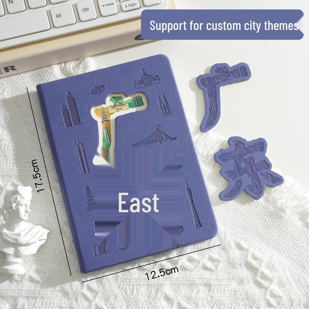 Collezione di Timbri e Diario delle Attrazioni Turistiche – Libro Bianco Creativo con Check-In Magnetico Portatile