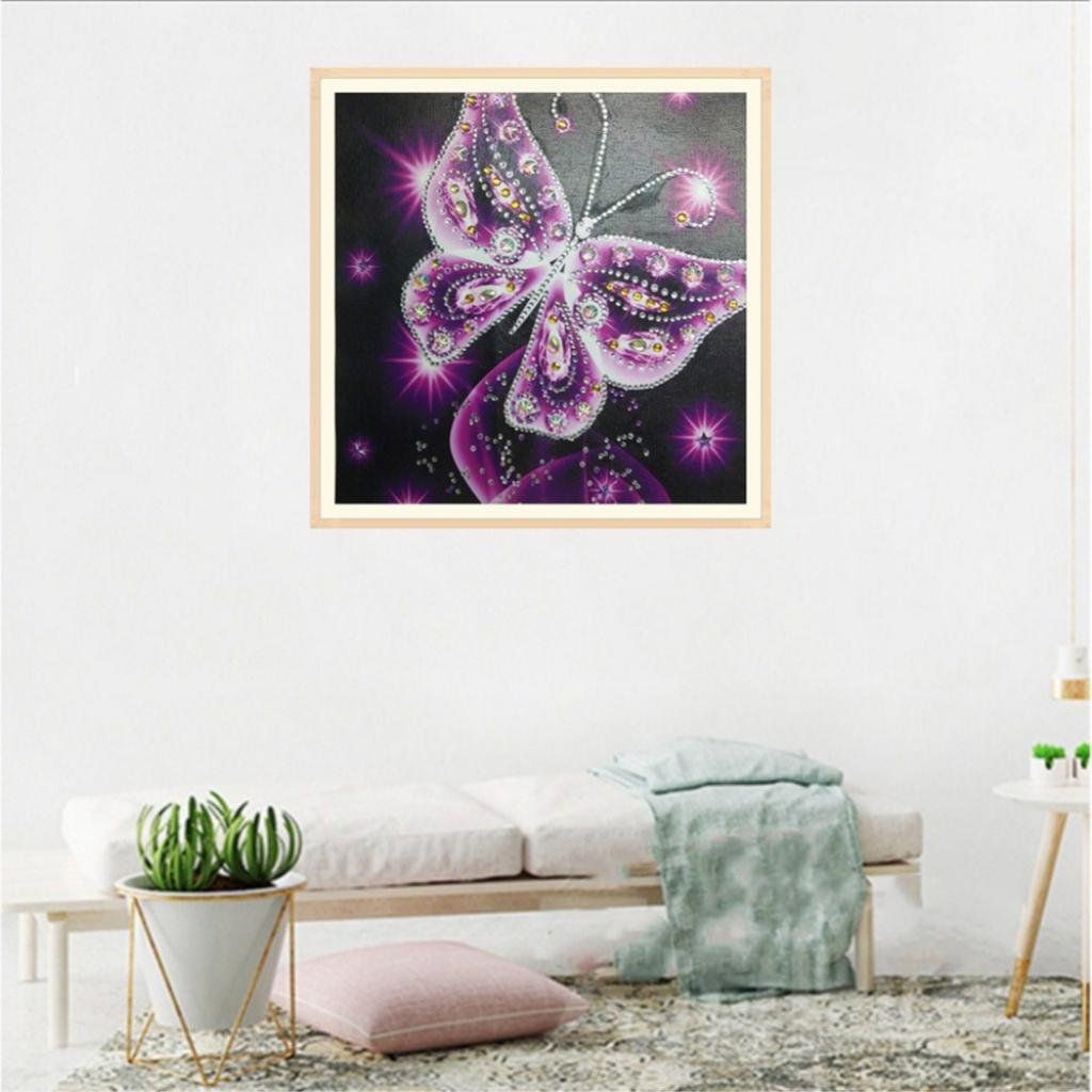 Diamond Painting Partial Special Drill DIY Sparkle Butterfly Picture Pink