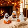Ghost Themed Gifts Halloween Figurine, Resin Spooky Cute Statue, Funny Creepy Retro Style Decor Tabletop Ornament for Home Shelf Party