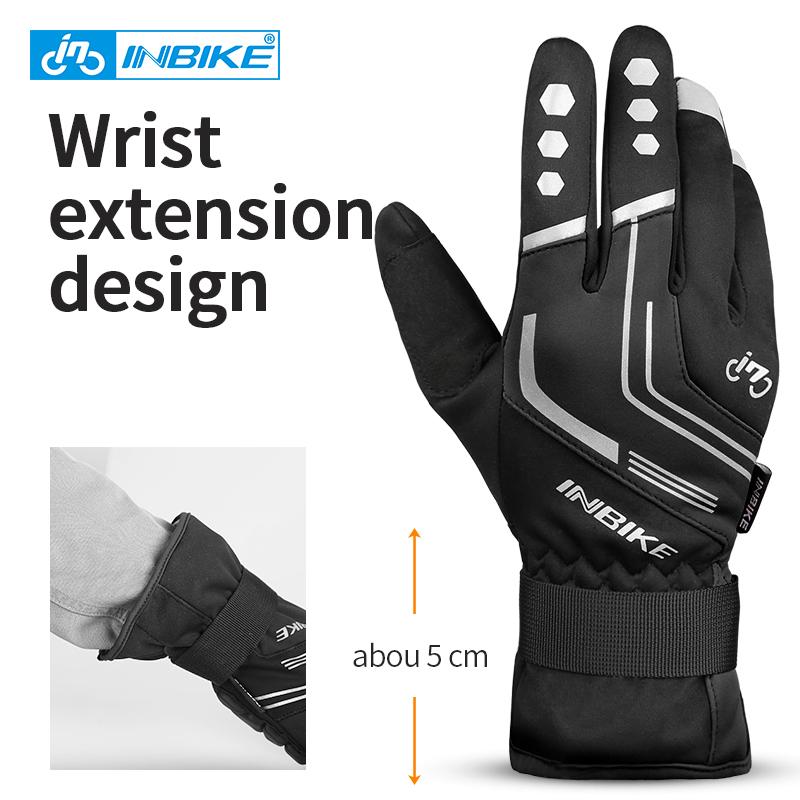 INBIKE Winter Cycling Gloves Full Finger Thermal Men's Bicycle Gloves Warm Cotton Waterproof Bike Gloves for Motorcycle Cycling