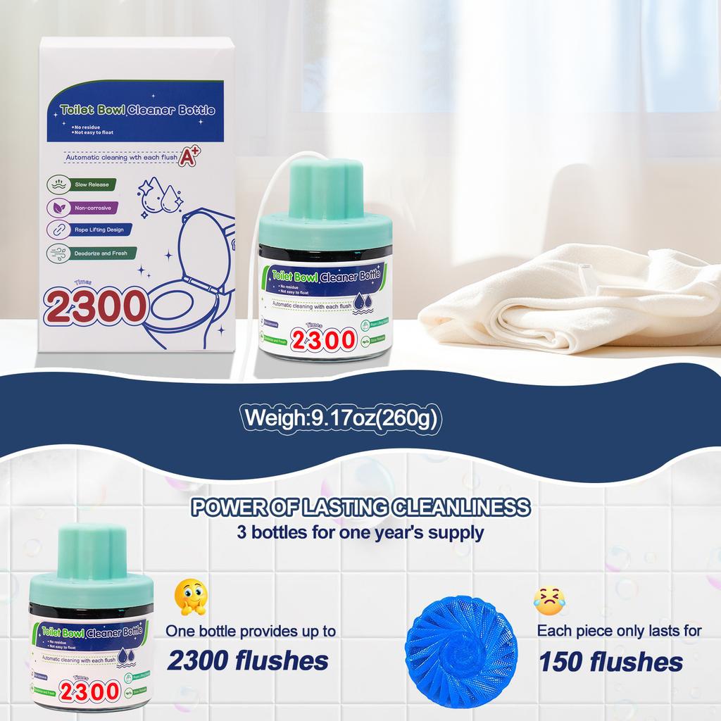 Toilet Bowl Cleaner, Automatic Long-Lasting Blue Toilet Cleaner Bottle, Septic Safe Toilet Bowl Tablets in Bottles, Fresh Bathro