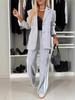 2026 Spring & Autumn Women's Long Sleeve Lapel Casual Suit Set (Two-Piece)