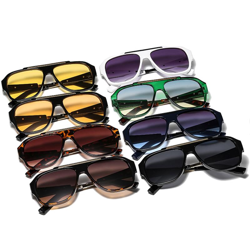  New Fashion Rivets Square Women Sunglasses Shades UV400 Retro Trending Gradient Men Punk Yellow Sun Glasses