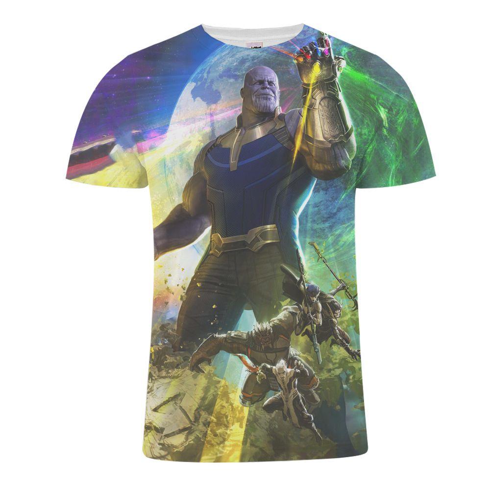 Premium Quality The Avengers Endgame Thanos Men Short Sleeve O-neck Graphic T Shirt Tops Blouse