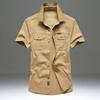Men Multi Pockets Tooling Shirts Summer Short Sleeve Shirts High Quality Men Cotton Casual Shirts Size 5XL
