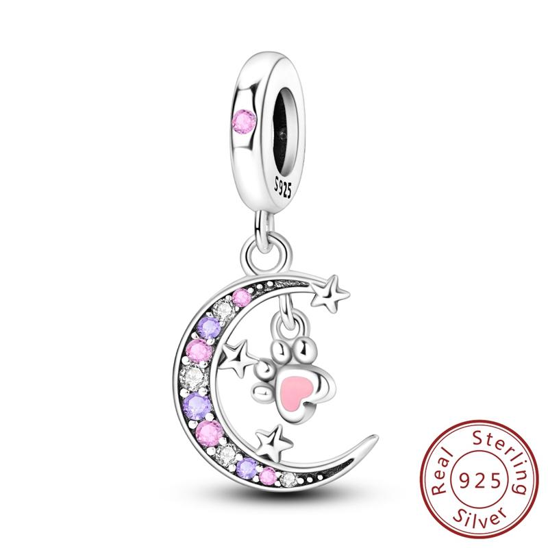 Echte Echte Kupfer Stern Mond Dekorative Anhänger Anhängerstück Perlen Elemente Geeignet Für Authentischen Armband Stil Halskette Stück Damen