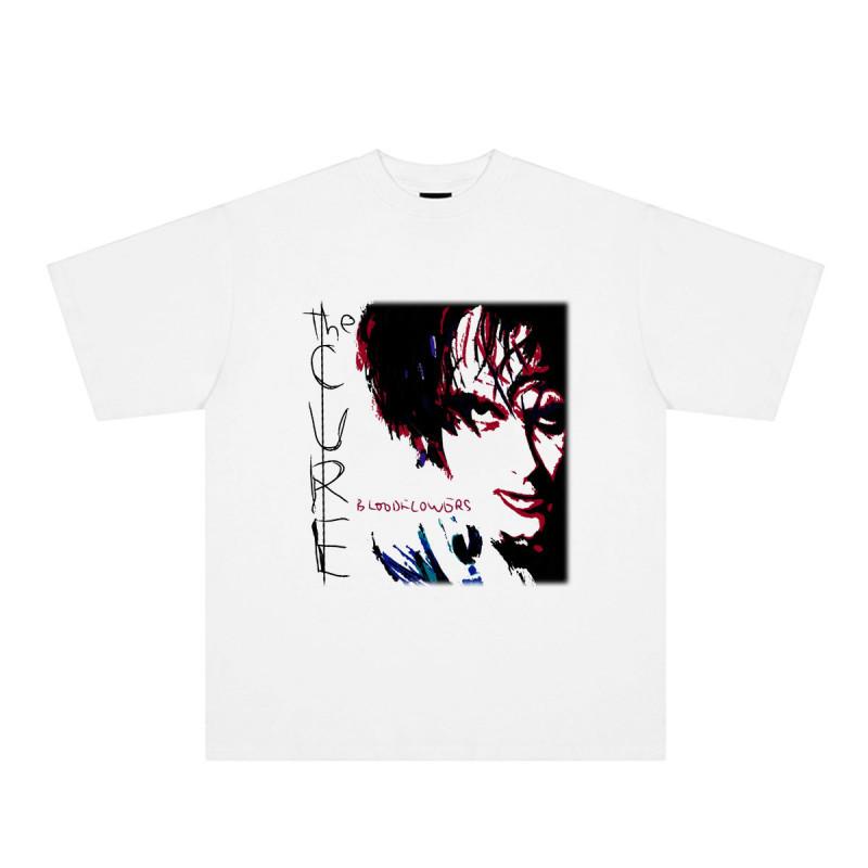 

The Cure British Rock Bands Printed Tshirt Made of Pure Cotton Featuring An American Retro Style with A Small Collar and Loose 4XL