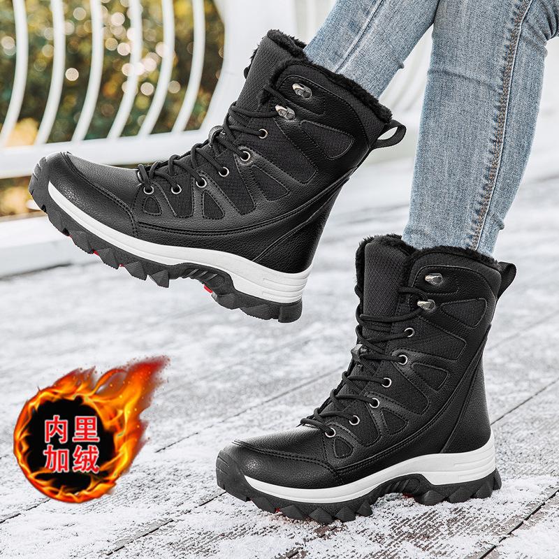 

Модные новые зимние теплые уличные сноубутсы для мужчин и женщин, утепленные хлопковые ботинки с высоким голенищем, обувь для парного туризма, мотоциклетные ботильоны 35