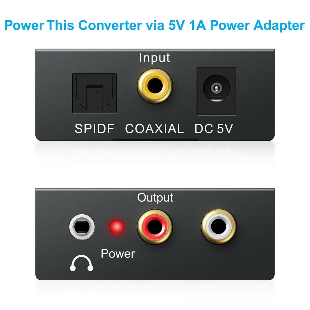 Conversor de Áudio Digital para Analógico 3,5 mm Óptico Coaxial para AV RCA Adaptador de Áudio Estéreo para TV Sistema de Som Home Theater