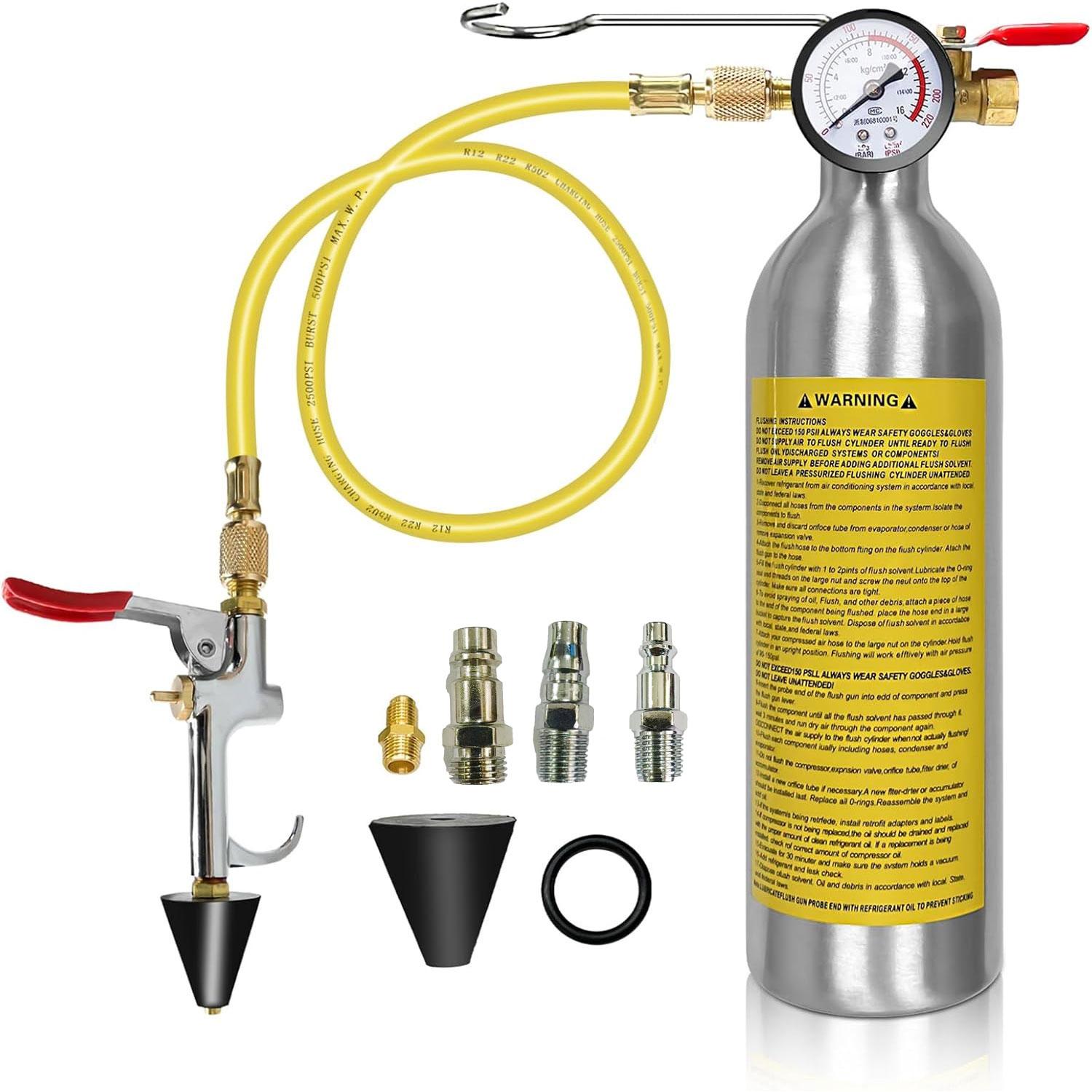 

Комплект для промывки кондиционера, набор инструментов для чистки труб автомобильного кондиционера, комплект для промывки системы кондиционирования R134A коричневый