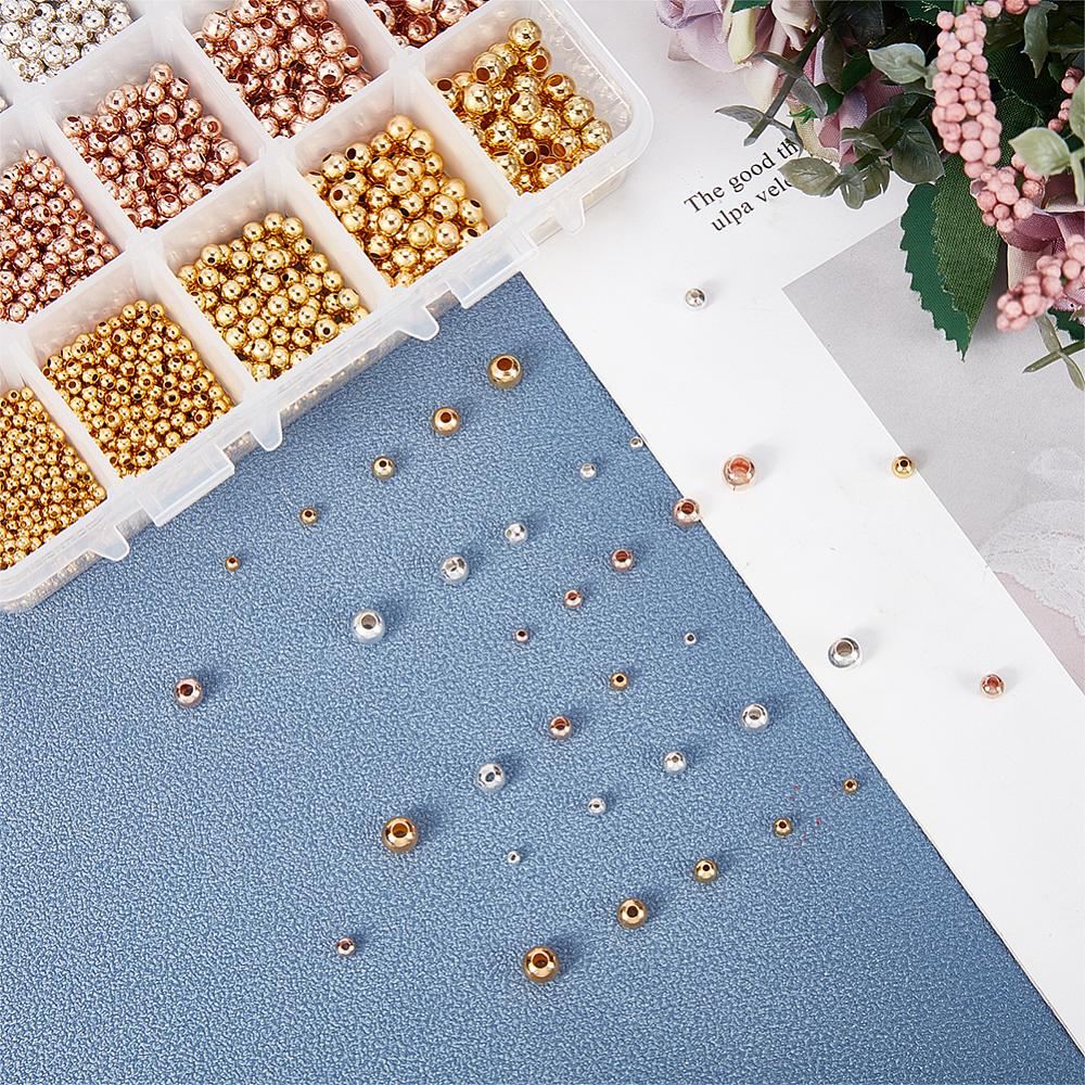 Tibetan Style Brass & Iron Spacer Beads, Round, Mixed Color, 2~6mm, Hole: 0.8~2mm, about 2700pcs/box